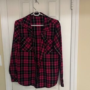 Sanctuary Red and Black Flannel Button Down Shirt